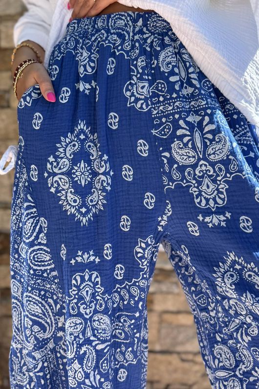 Hush Pillow Cotton Bandana B Classic Barrel Pant Malibu Blue